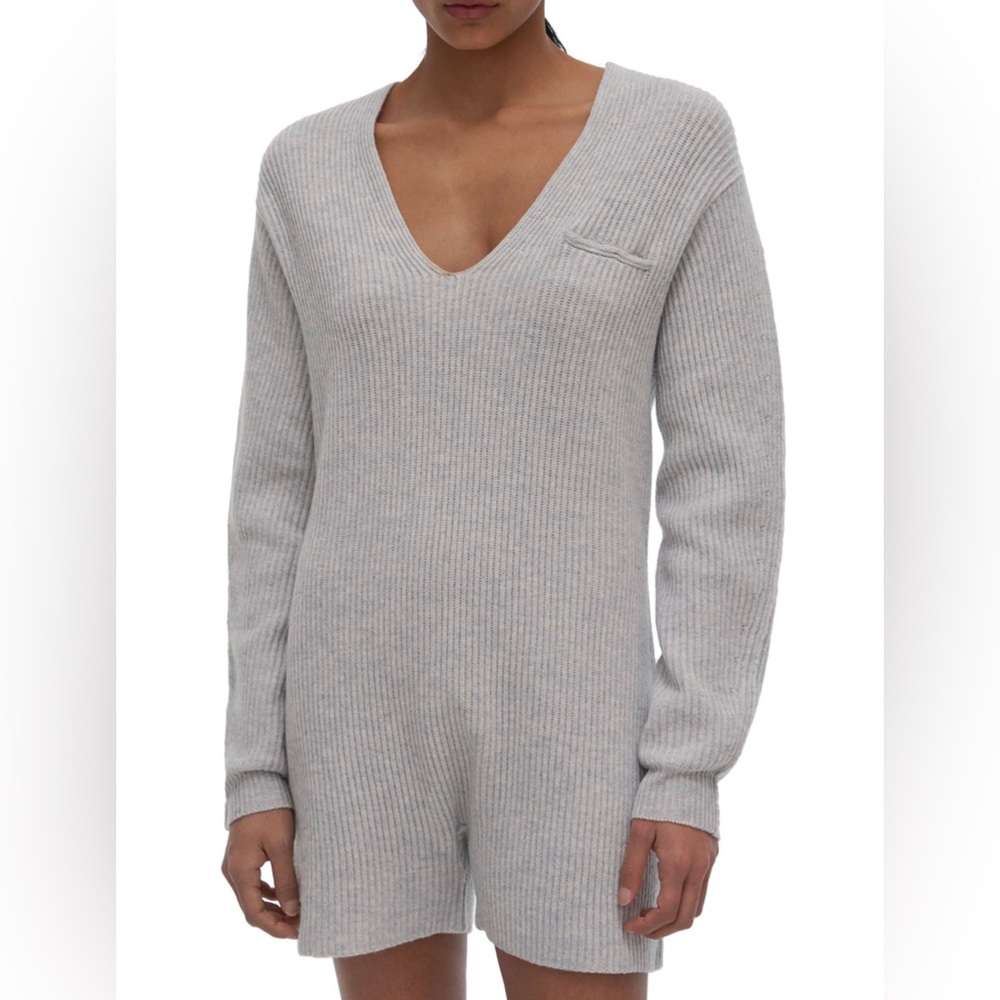 Helmut Lang V-Neck Wool & Cashmere Romper, S
